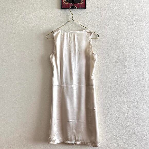 handmade champagne satin sleeveless mini/midi dress - Picture 6 of 8
